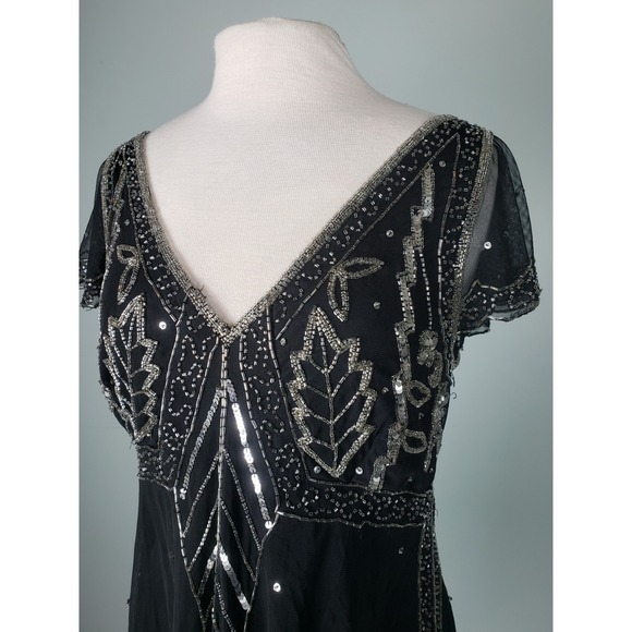 VTG Scala Womens L Beaded Y2K Camisole Top Fairy Whimsical Sequins Sparkly Black - Picture 5 of 9